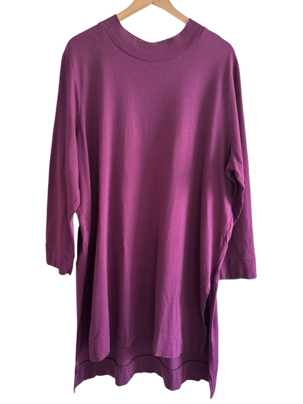 Roaman’s 1X Plum Purple Tunic Top Cotton Relaxed Boho Minimalist Casual